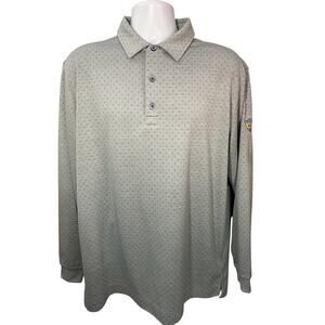 FootJoy Polo Gray Long Sleeve Shirt Mens Large Golf Dots All Over Print AOP